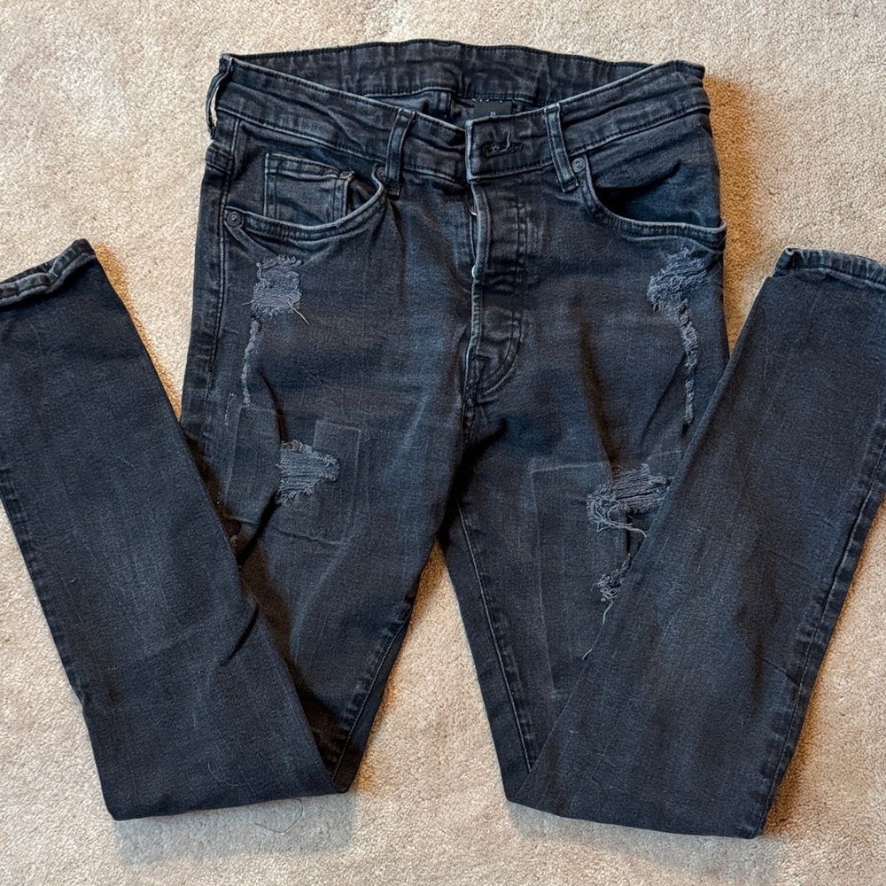 H&M Women's Distressed Black Skinny Jeans